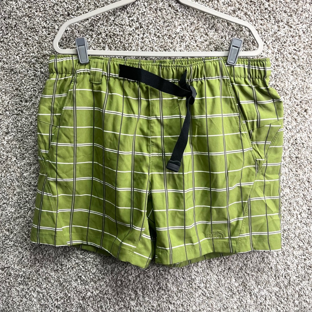 The North Face Shorts Men's Large Green Plaid Belted Hiking